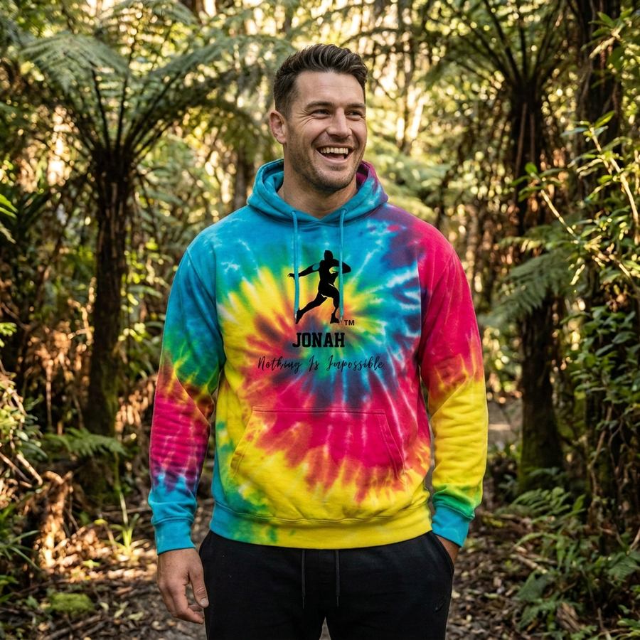 Explosive JONAH hoodie with a relaxed laughing white male model